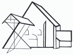 stilisierte Ansicht von Glockenstuhl und Kirche als Logo des Vereins